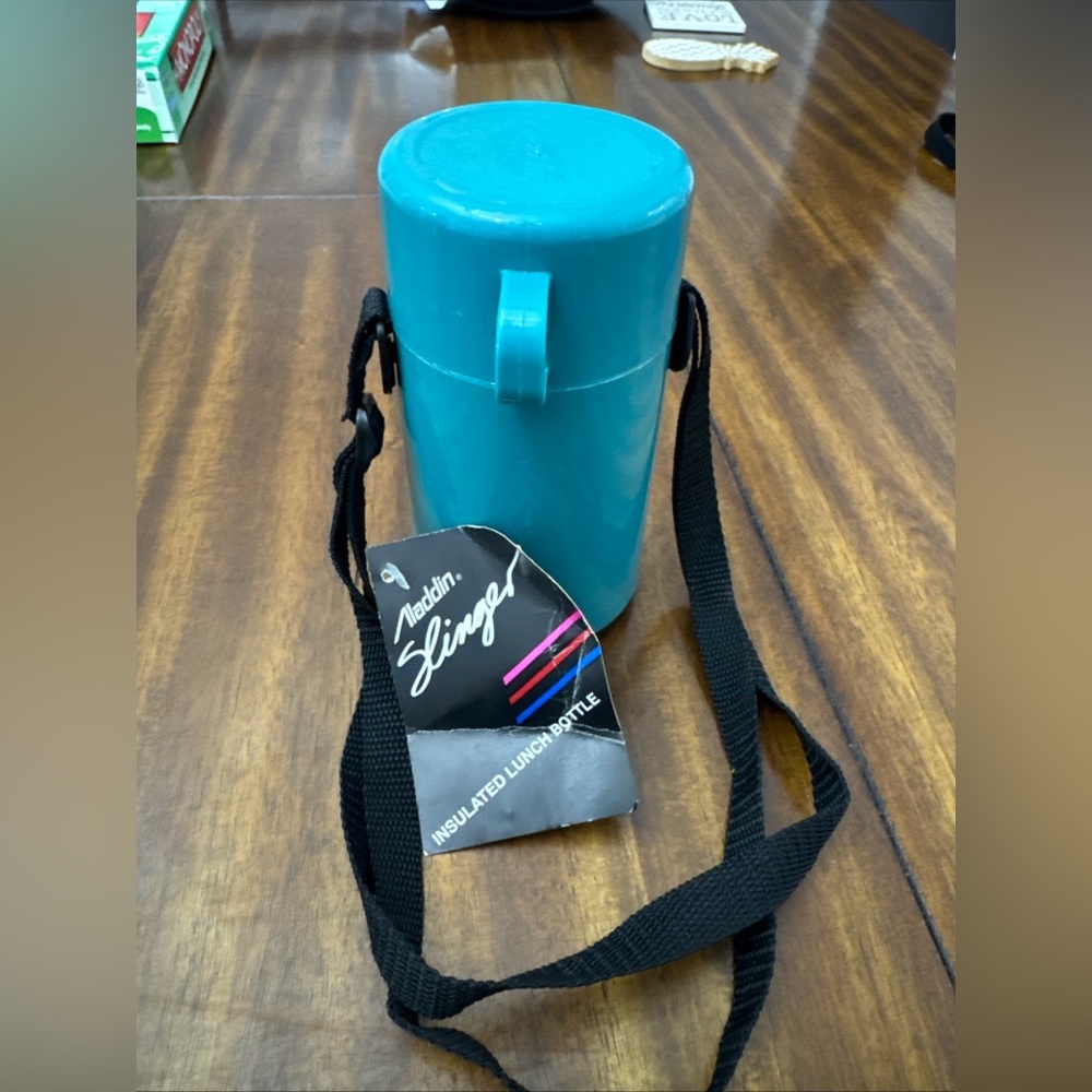 Aladdin Blue Insulated Lunch Bottle with Strap New with tags 1990s Vintage